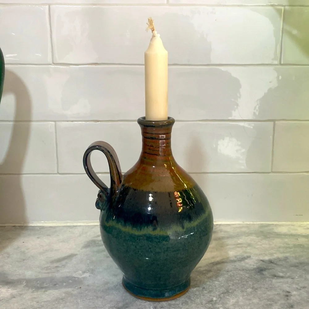 Vintage Glazed‎ Vase Handmade Artist Signed Decor
